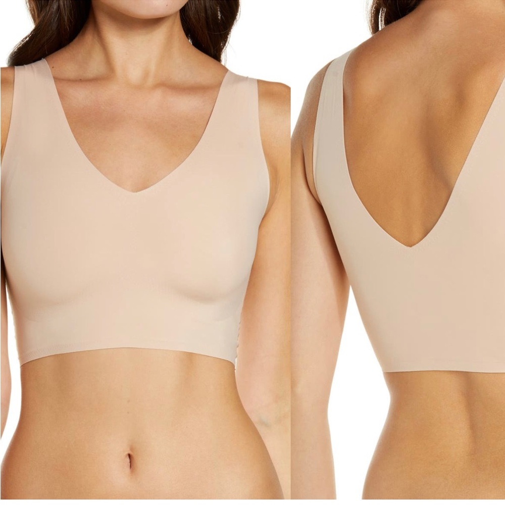 True & Co. V-Neck Cream Bra